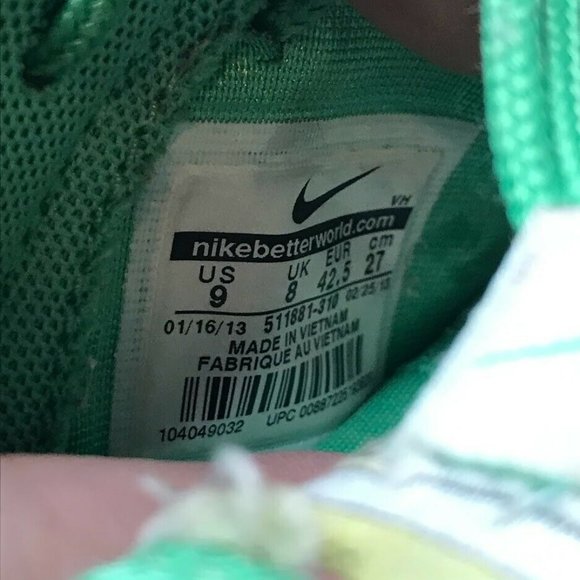 Nike Roshe Run Popeye Cartoon Novelty Sneaker Mens 9 Green Lace Up RARE Shoe - Picture 9 of 11